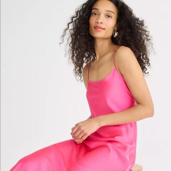 J. CREW NEON FUCHSIA LUSTER CHARMEUSE GWYNETH SLIP DRESS SZ 4 NWT - Picture 3 of 10